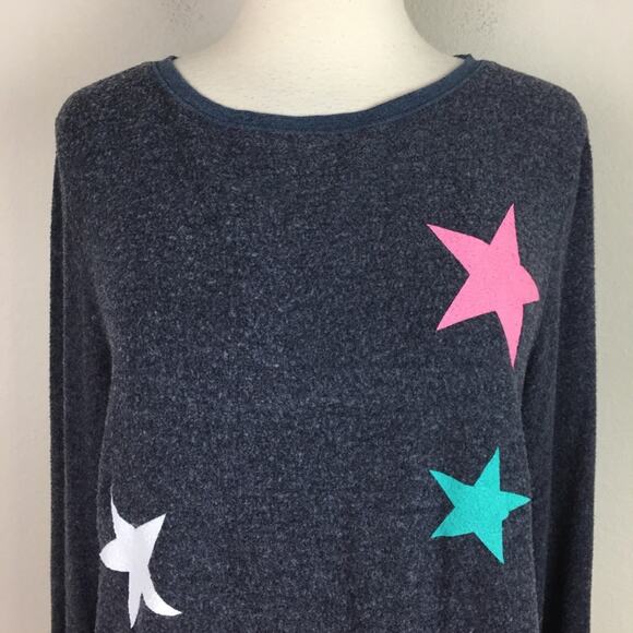 Wildfox Blue Gray Star Print Sweatshirt Small - Picture 4 of 8